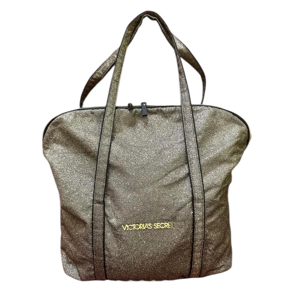Victoria's Secret Big Metalic Gold Shoulder Tote Bag .